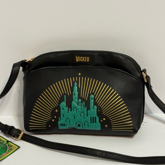 Wicked Black and Gold Crossbody Bag with Green Design - Picture 1 of 6